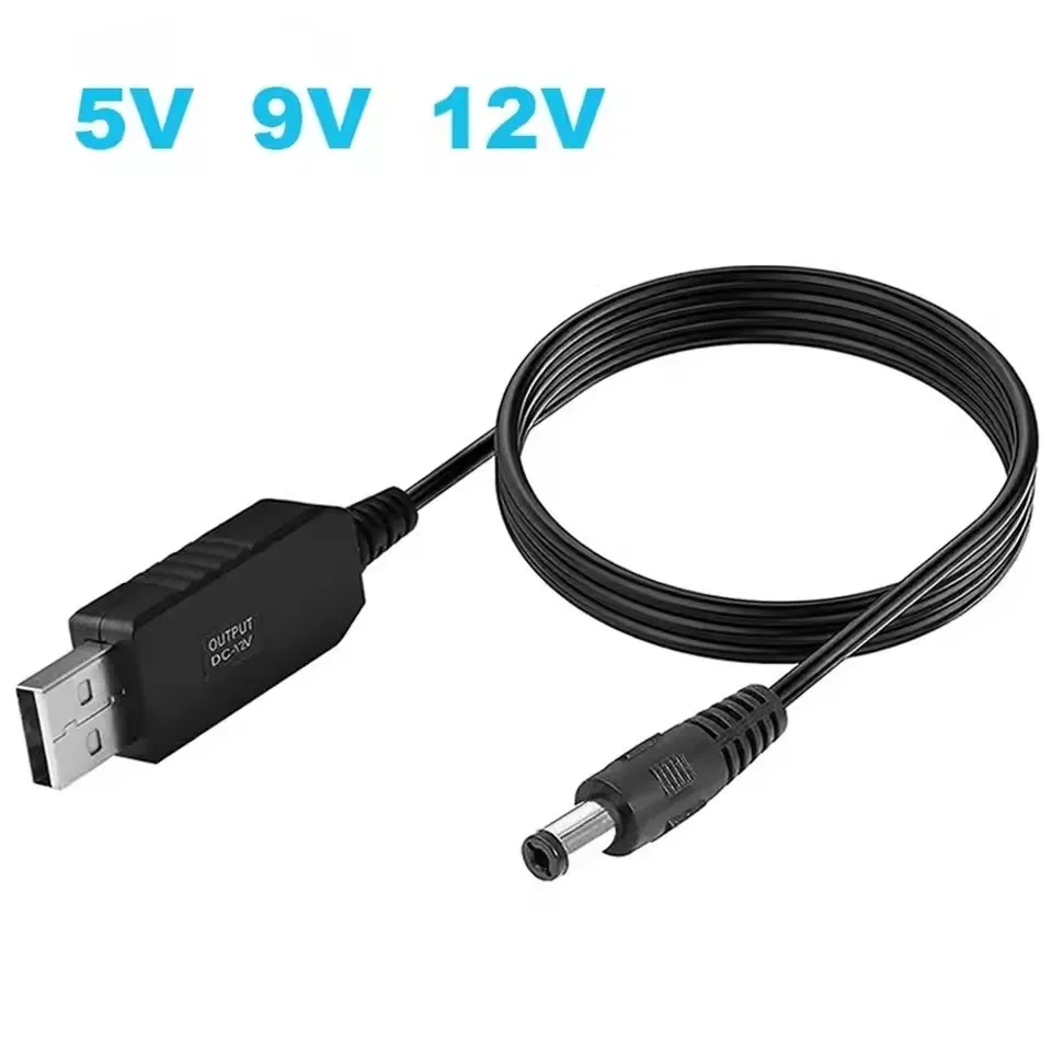DC 5V to 12V USB Cable 5.5*2.1mm WiFi to Powerbank Cable Connector Boost Converter Step-up Cord for Wifi Router Modem Fan