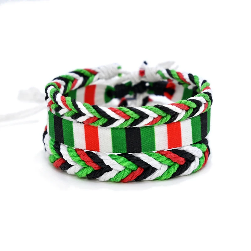 Geometrische Polka Dot Palestine Armband Voor Mannen Vrouwen Hand Multicolor Weave Arabische Stijl Gaza Vlag Sieraden Accessoires