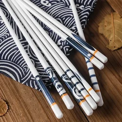 1Pair Blue and White Ceramic Japanese Style Chopsticks Bone Porcelain Long Sushi  Household Chopsticks