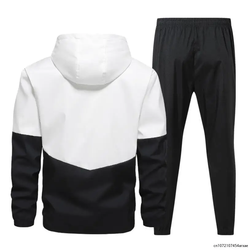 Conjunto de ropa deportiva para hombre, chaqueta y pantalones de retales, chándal informal, 3 colores