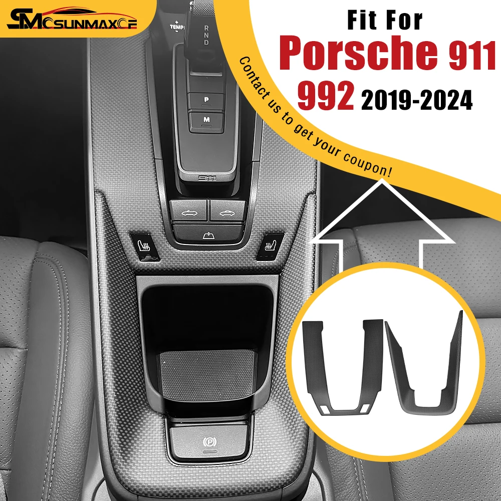 

Для Porsche 911 992 2019-2024 салон автомобиля из настоящего углерода, крышка центральной консоли, наклейка, аксессуары