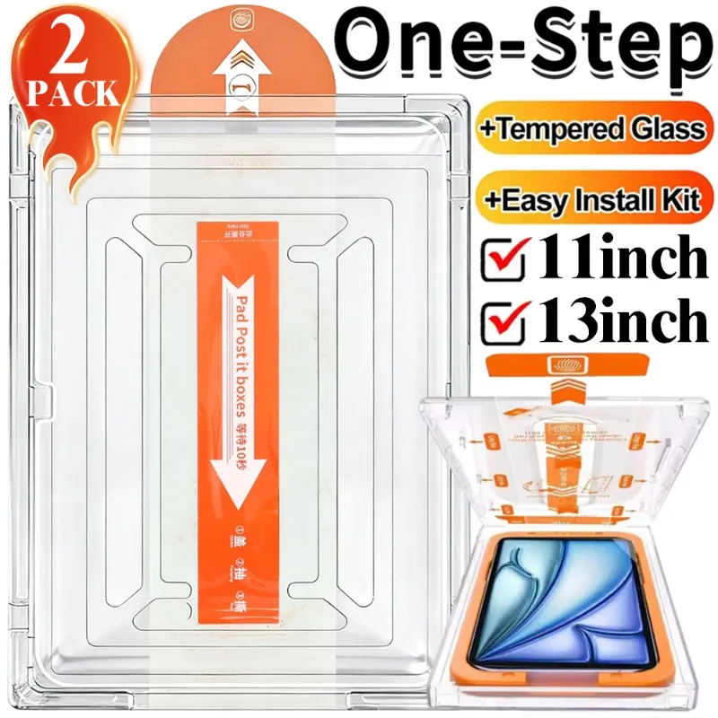 

Пленка из закаленного стекла 9H с простой установкой комплекта для iPad Pro 11/13 дюймов 2025 M2 M3 M4, противоударные защитные пленки без пузырьков