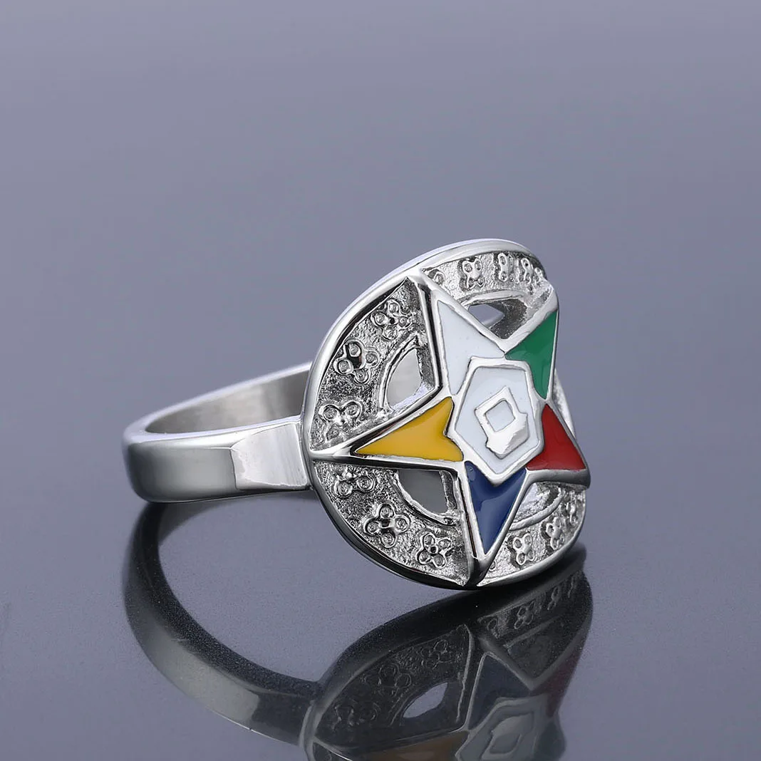 Ladies OES Jewelry Stainless Steel Silver Masonic Freemason Ring The Order of Eastern Star Rings for Women