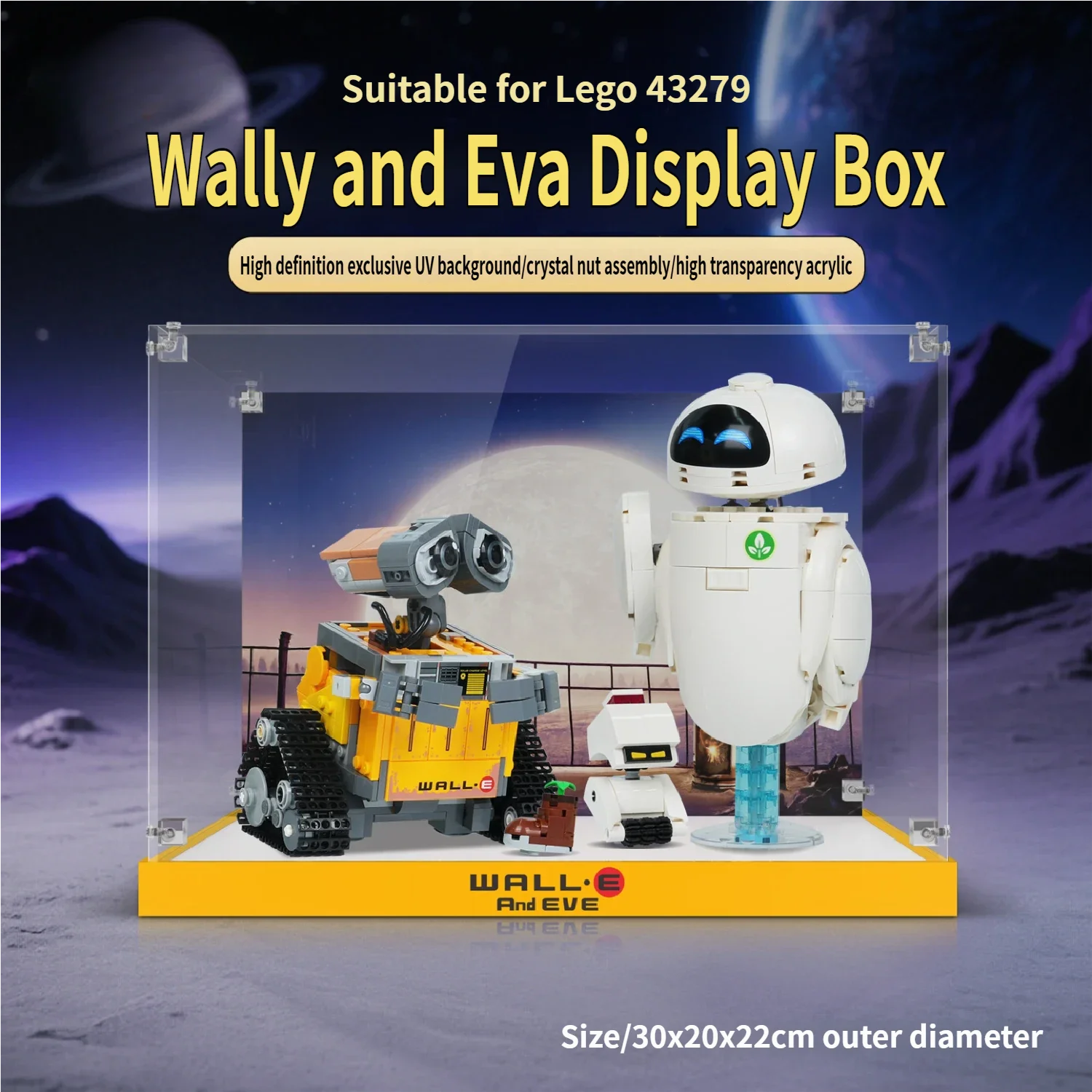 

Акриловый демонстрационный бокс для конструктора Lego 43279 Wall-E & EVE, высокопрозрачный акриловый футляр, пылезащитный бокс (модель в комплект не входит)