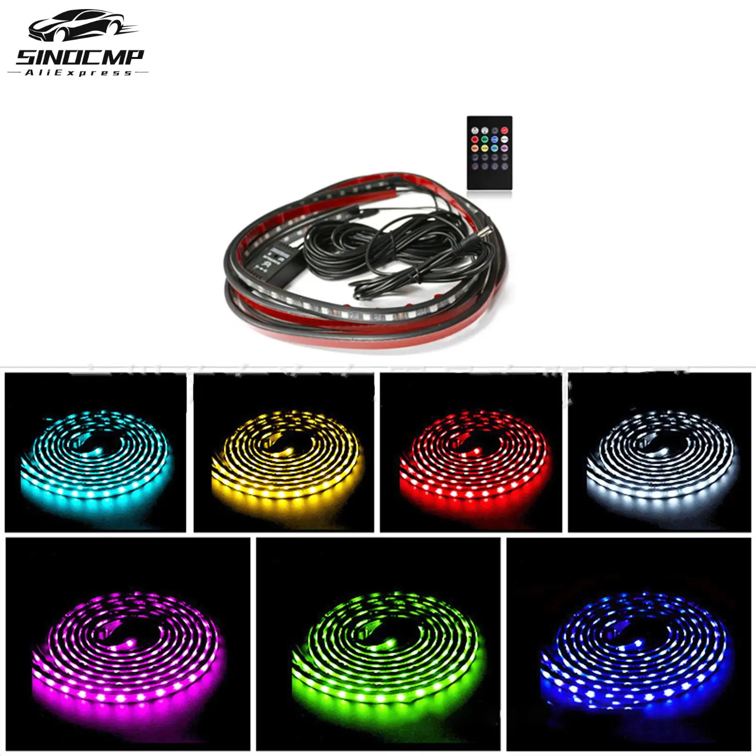 

1Set Car Chassis Atmosphere Light 10V-15V 12W 120*90cm One Tow Four LED RGB Lights With APP Control For Car Motorcycle ATV
