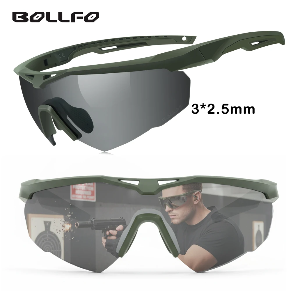 

3 Lens Tactical Shooting Glasses 2.5mm Impact-Resistant Military Tactical Glasses Anti-Fog Windproof Cycling Goggles Antiparras