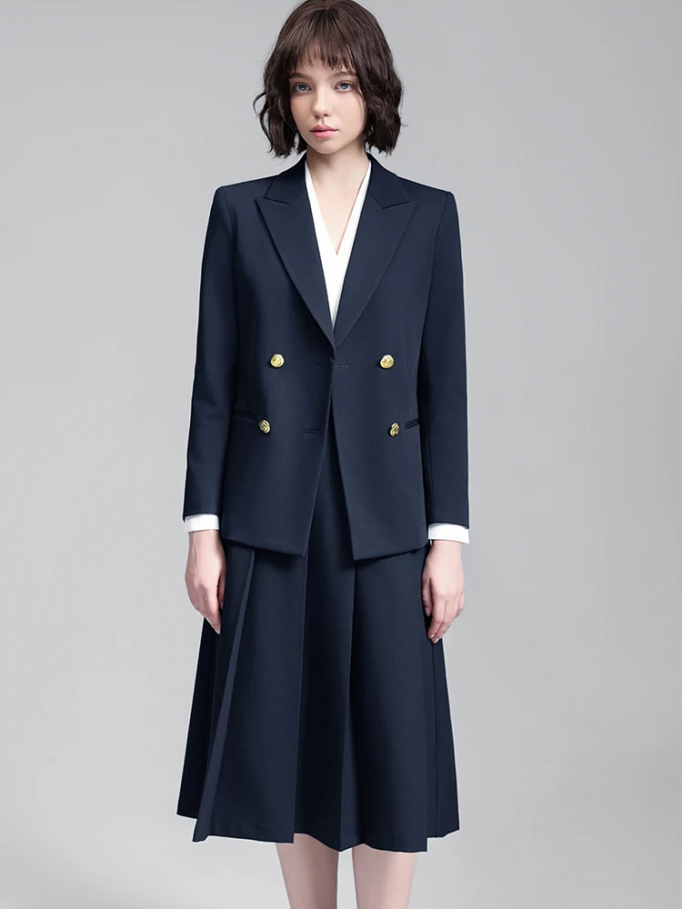 

Women Formal Skirt Suit Ladies Black Blue Female Work Wear Two Piece Blazer Set