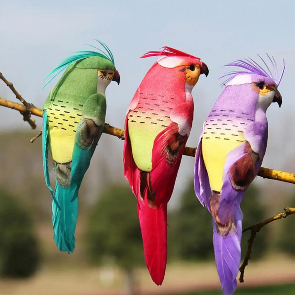 Artificial Decorative Birds for the Garden Parrot Figurine Foam Feather Birds for Home Decor Ornament