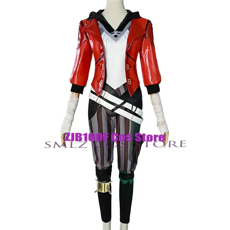 Vi Cosplay Game LOL Arcane Costume Piltover Enforcer Outfit Vi Uniform Red Wig Suit Halloween Carnival Role Play Props Woman