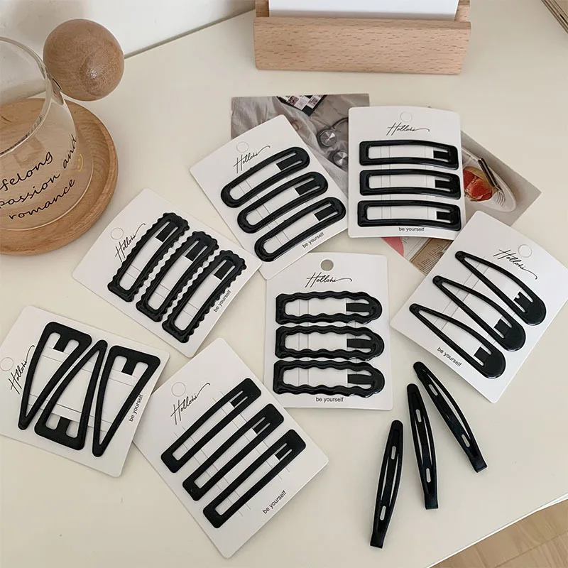 

Large Black Frosted Metal BB Hair Clips Simple Basic Style Side Bangs Barrettes Fashion All Match Hair Styling Pins for Ladies