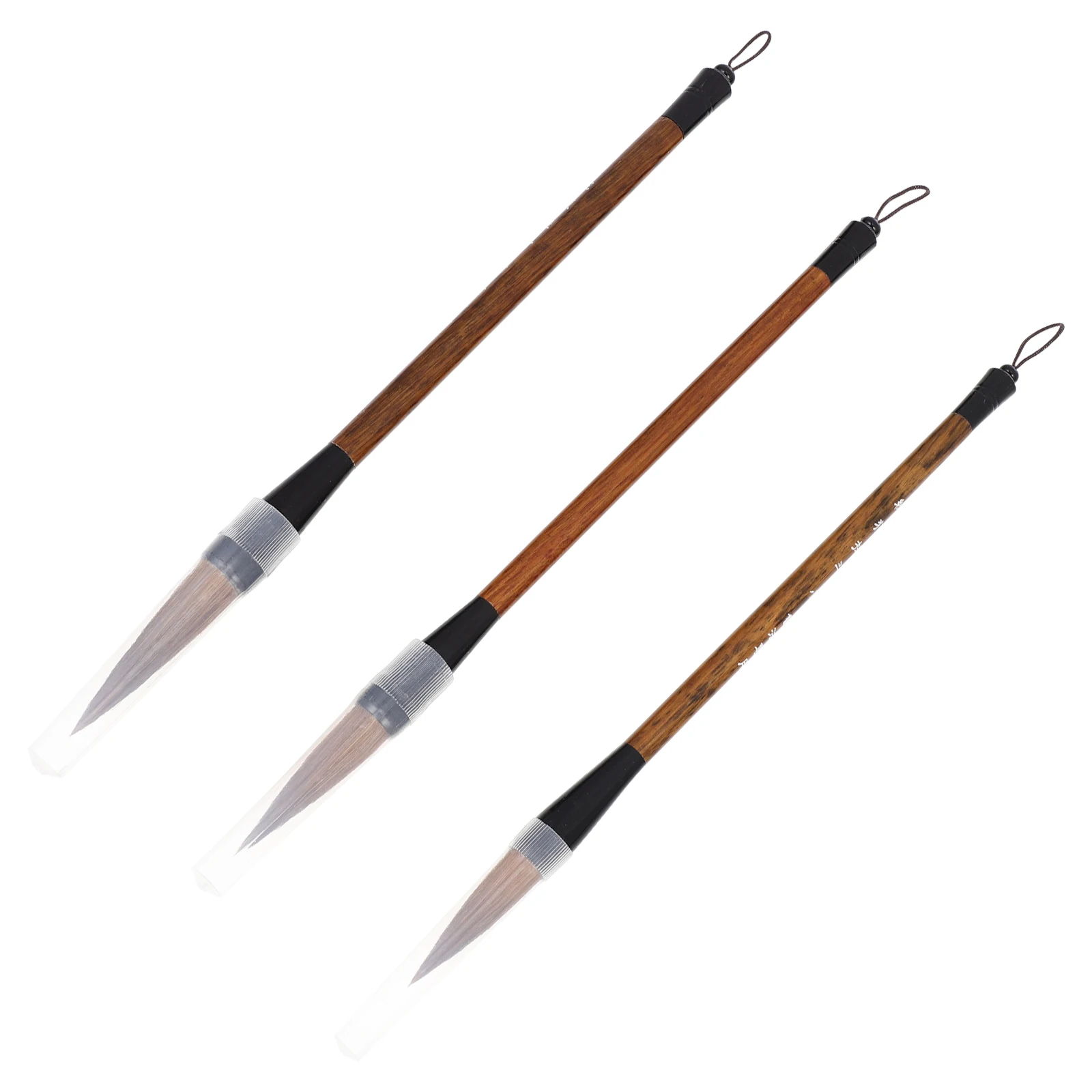 

3Pcs Chinese Calligraphy Brush Set Pure Wolf Hair Smooth Wooden Handle Traditional Writing Drawing Tools Watercolor Sumi Brush