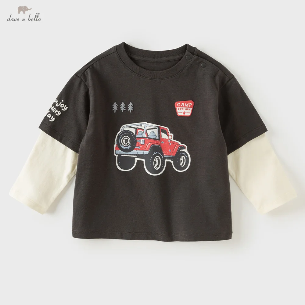 Dave Bella T-shirt For Boys' Clothing 4 to 12 Years Old Children's Printed Tops Autumn Pullover Spring Bottom Fashion DB3263087