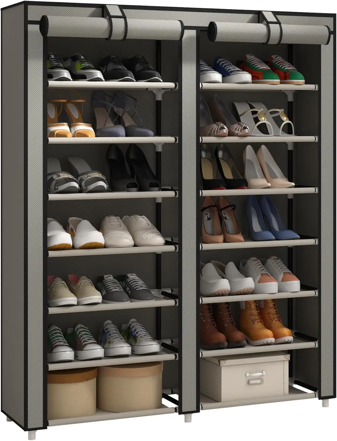 Shoe Rack Storage Organizer with Big Capacity,7-Tier Shoe Cabinet,Shelf,Closet with Nonwoven Fabric Cover for 28 Pairs of Shoes