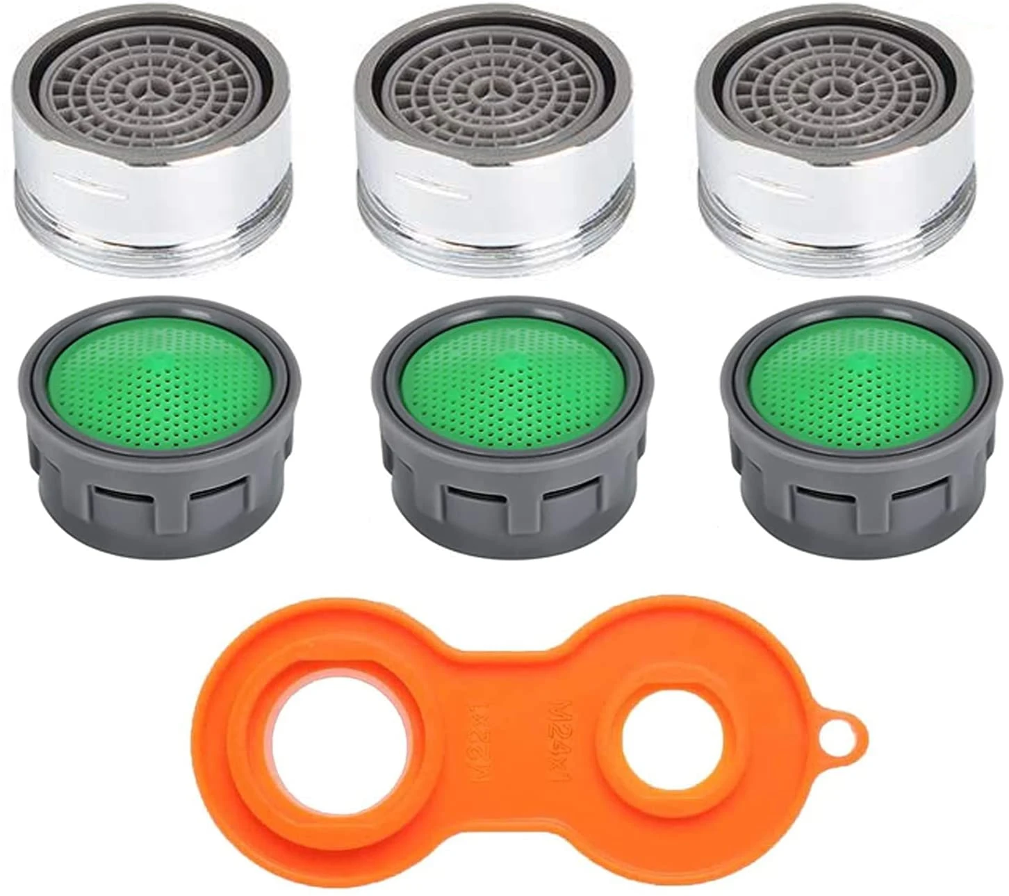 24mm Faucet Aerator Replacement, Water Saver Spout Filter Kitchen Tap Aerators Kit(6 Pieces)  Faucet Adapter Bathroom