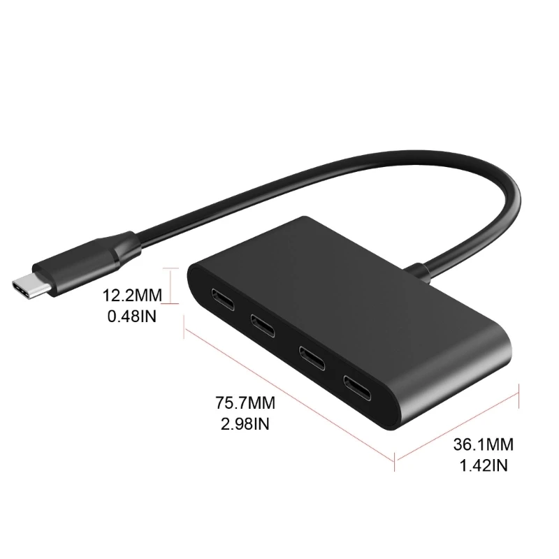 USB C Hub 4 Ports Typ C Splitter Datenübertragung Nur 5 Gbit/s Aluminiumlegierung Leichtgewichtler für Laptop, Desktop, Telefon,