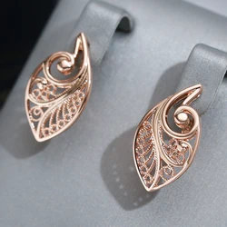 Wbmqda Trend 585 Rose Gold Color Glossy Dangle Earring For Women High Quality Daily Matching Fine Jewelry Accessories