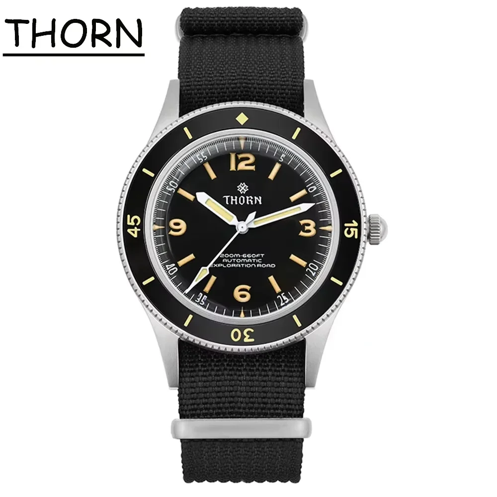 Thorn 50-Fathoms Watch Vintage NH35 Automatic Movement Mechanical Dive Watches K9 Mineral Crystal 200M Watchproof watch reloj