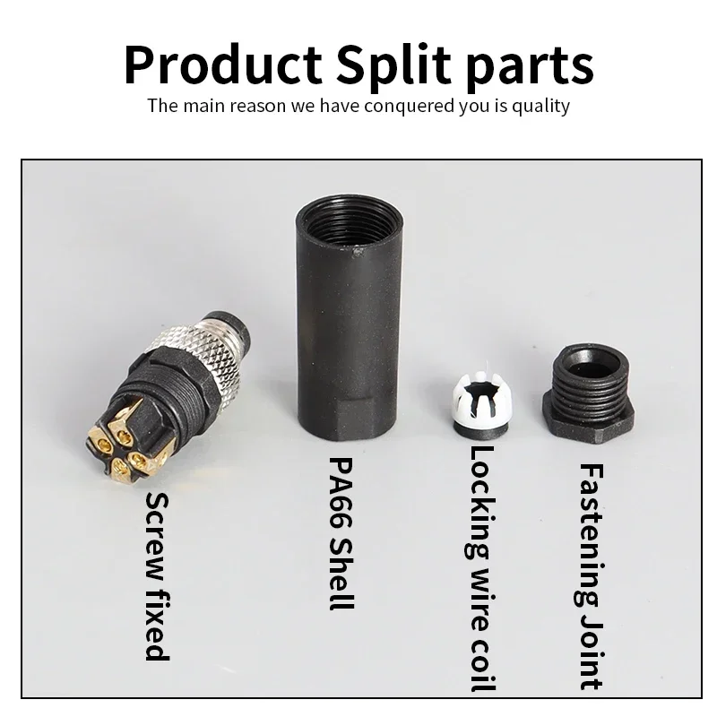 M8 3pin 4pin 5pin sensor connector waterproof male&female plug screw threaded coupling 3 4 5Pin