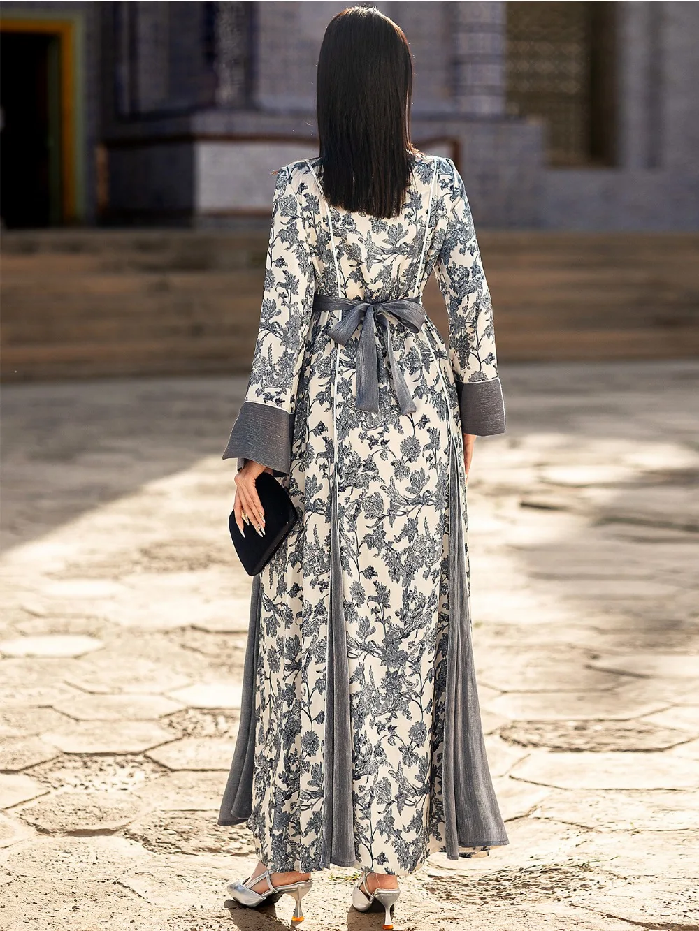 Eid Muslim Dress for Women Abaya Party Diamond Satin Print Jalabiya Ramadan Morocco Long Robe Dubai Kaftan Vestidos Largos 2024