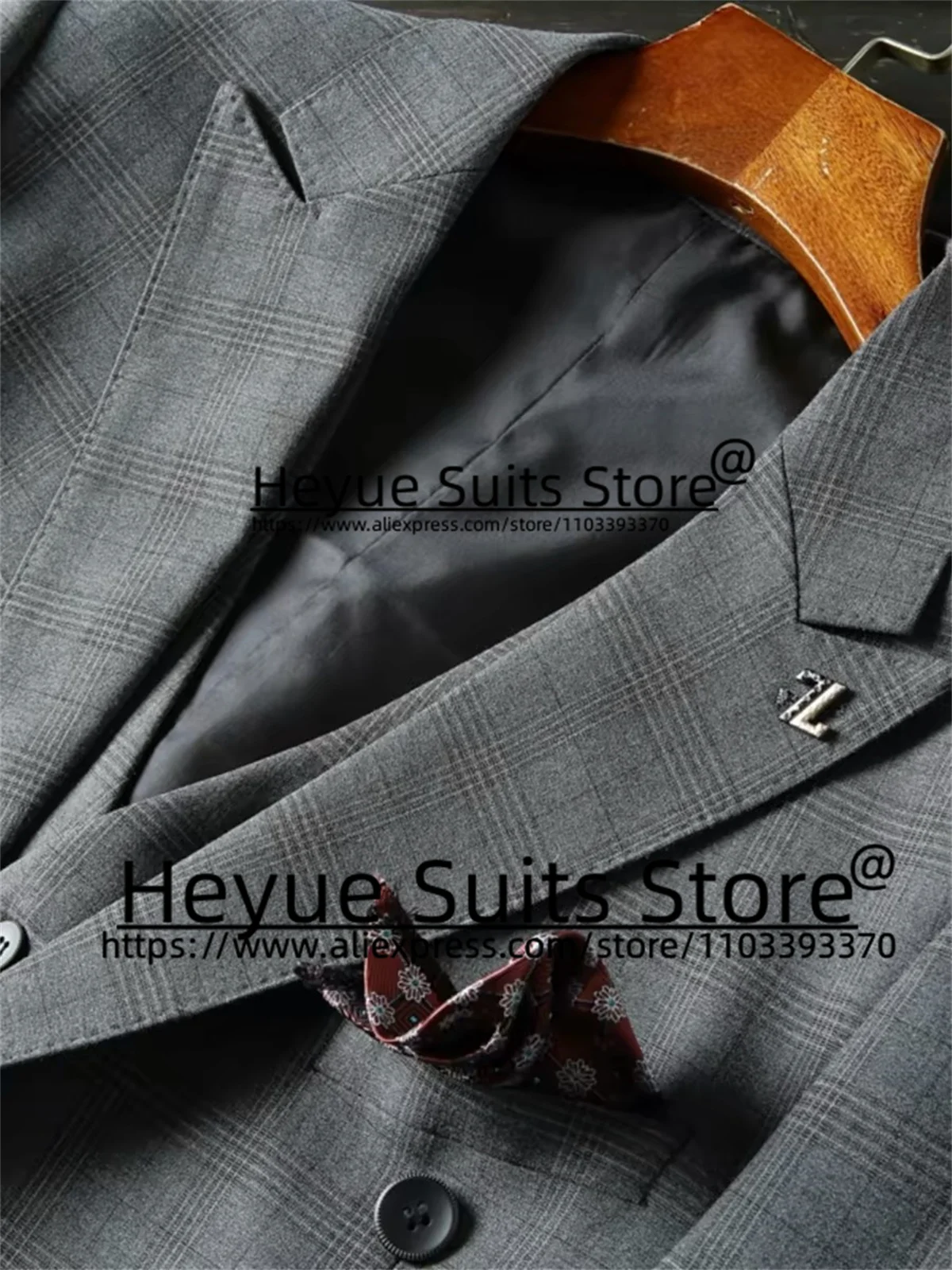 Classic Gray Formal Men Suits Slim Fit Notched Lapel Groom Wedding Tuxedos Prom 3 Pieces Sets Business Male Blazer Costume Homme