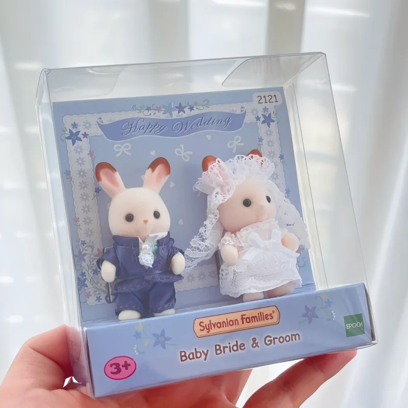 In Stock Sylvanian Families Anime Figurine Kawaii Wedding Rabbit Ice Cream Baby Toys Cute Flocking Doll Ornament Christmas Gifts