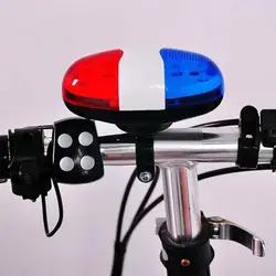 6 LED 4 Tone Sounds Bicycles Bell Police Car Light Electronic Horn Siren for Kid Children Bike Scooter Cycling Lamp Accesso H1D2