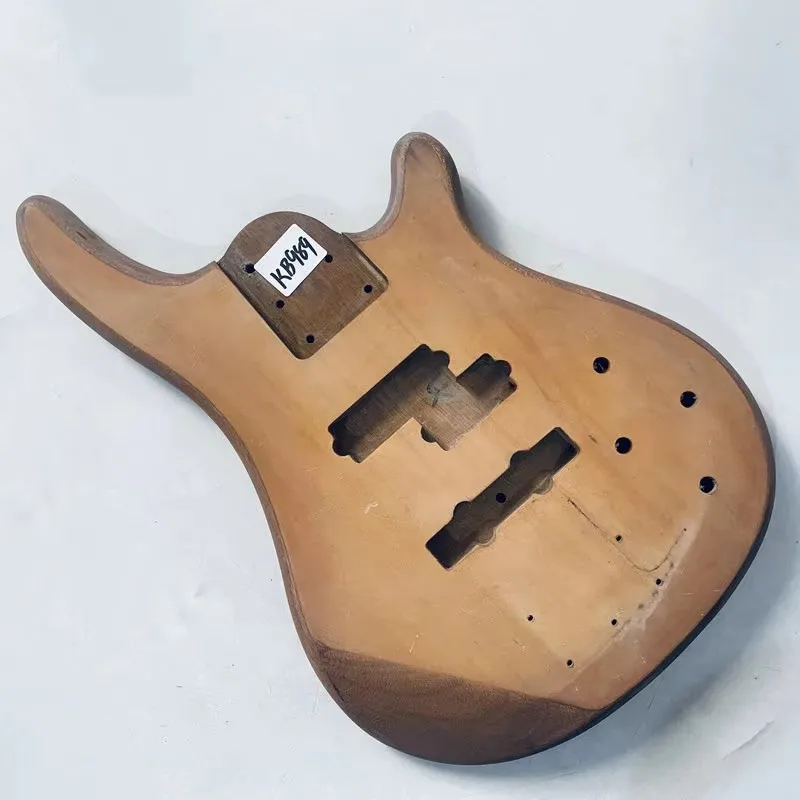 KB989 Nature Color Custom Order Bass Body in Solid Wood Replace and DIY Right Hand Surface Damages and Dirty PJB Active Pickups - view 3