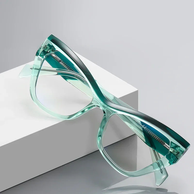 

KIZN Myopia Glasses Frame Match Fashion Cat Eye colors Discoloration Women Anti Blue Light Prescription Eyeglasses -0.50 TO -10