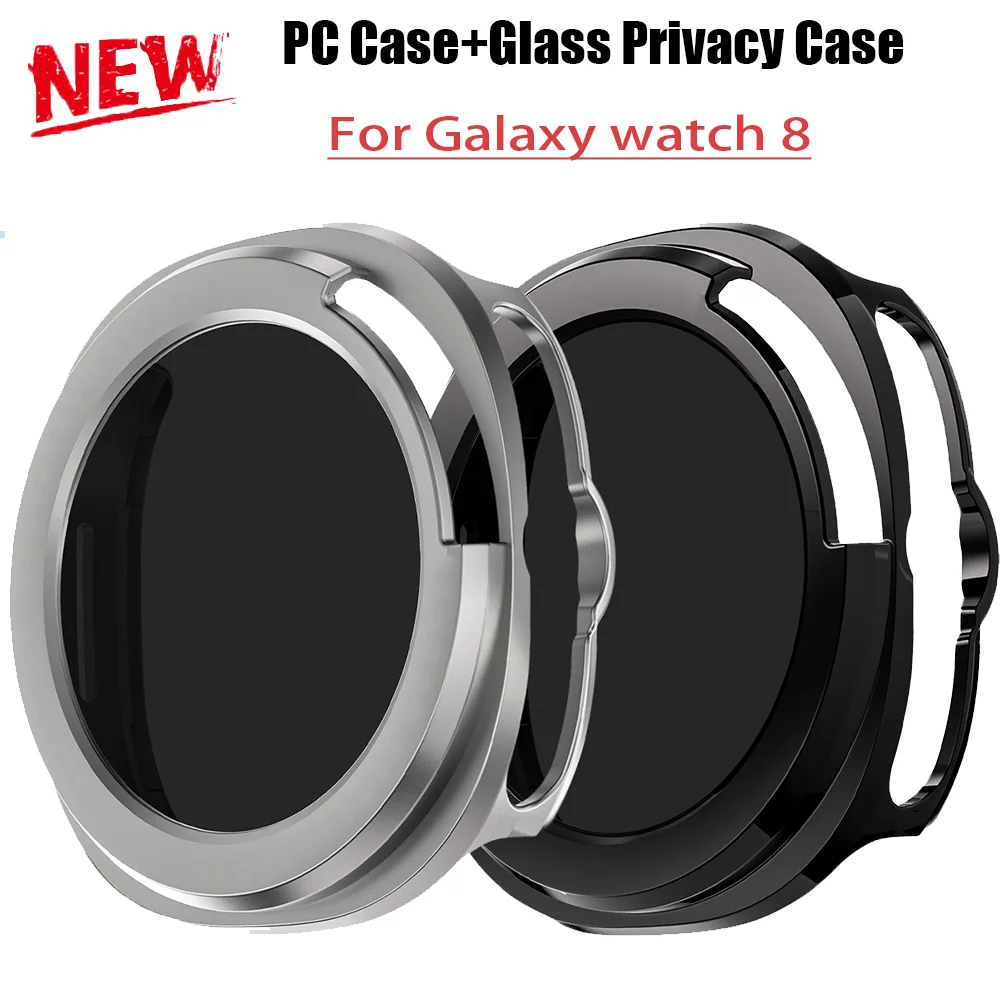 PC-Gehäuse + Sichtschutzfolie aus Glas für Samsung Galaxy Watch 8, klassisches Zubehör, Displayschutzfolie, Stoßstange, Schutzhülle, Watch 8