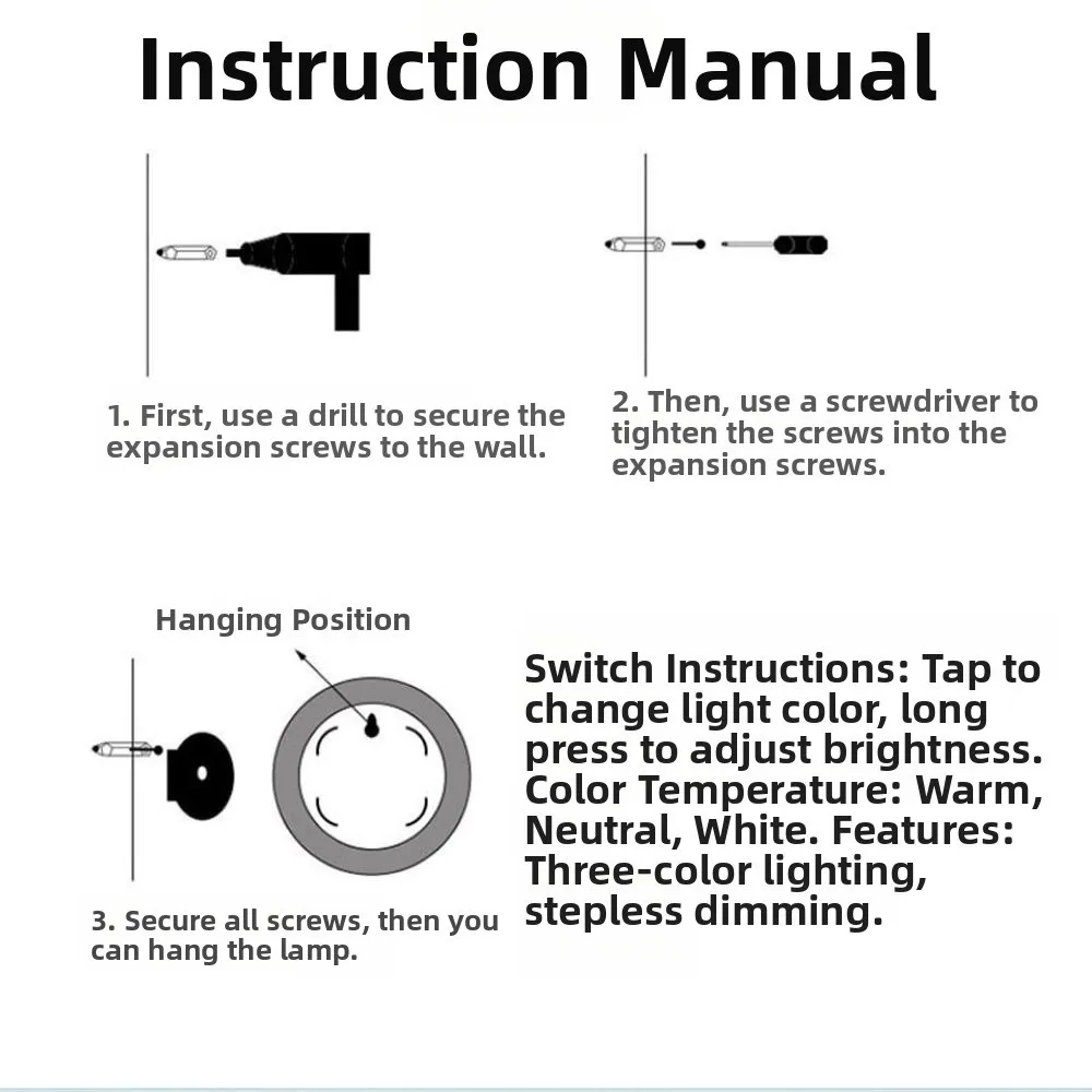 トリコロール照明プラスチックドーナツウォールランプUSBプラグ省エネタッチスイッチランプモダンな調光可能なLEDアンビエントライトダイニングルーム