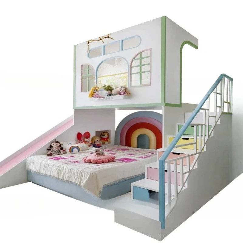 Twin girls in and out of b ed, small fresh children's bed, rainbow high and low b ed