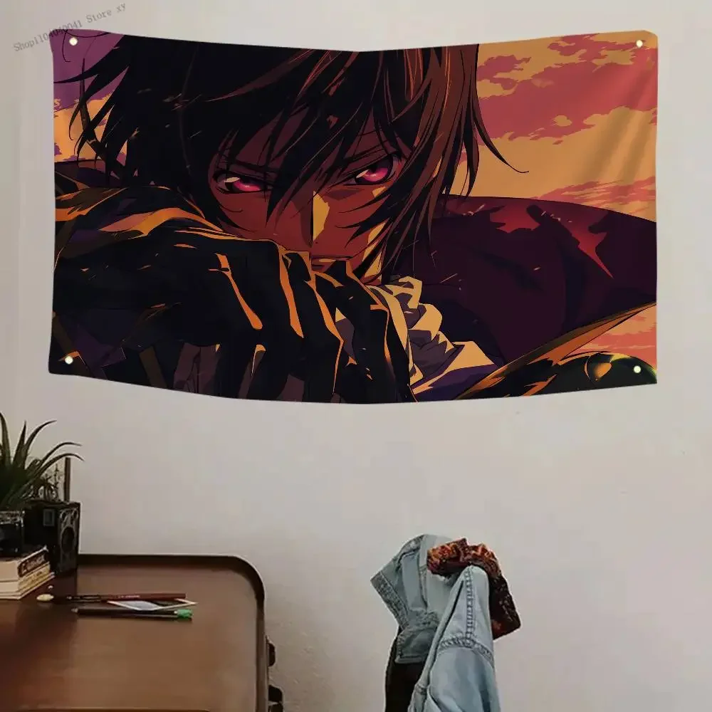 1pc Anime Lelouch Flag Banners Four Hole Flag Polyester Outdoor Decor Room Aesthetic