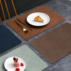 PU Square Leather Placemat,Waterproof Double-layer Cowhide Patterned Western Dining Mat,Insulated Dining Table Mat for Home Use
