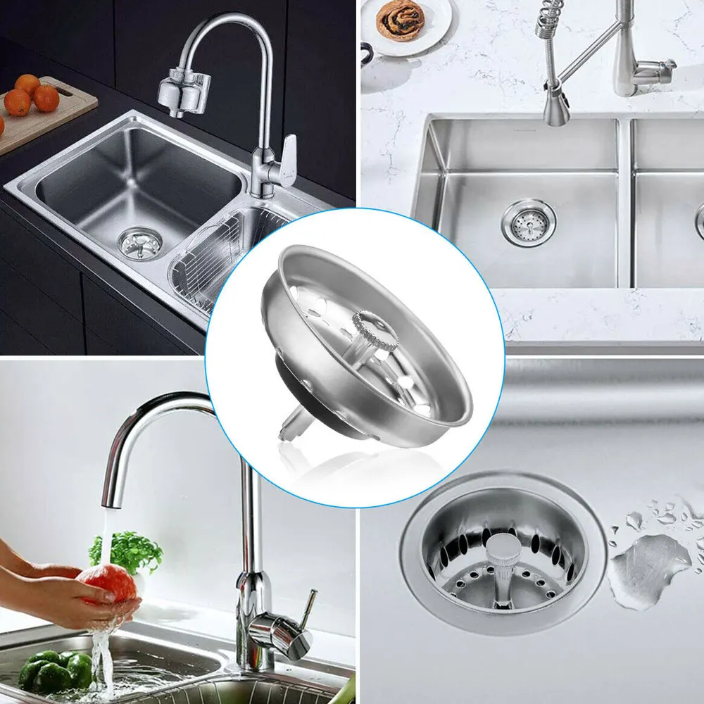 Tapón para colador de fregadero de cocina, cesta de drenaje de acero inoxidable, accesorios de cocina, 2 piezas