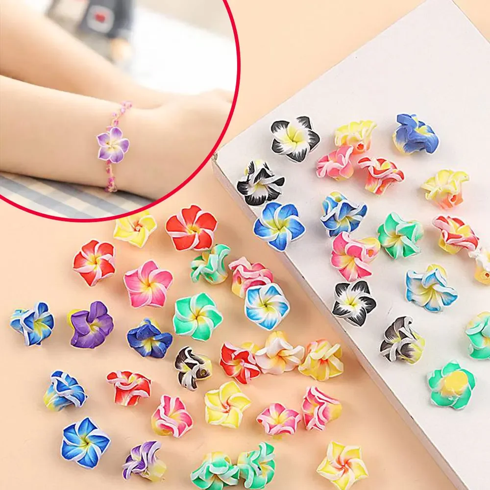 10/30/50 قطعة متعددة الألوان الطين زهرة على شكل الخرز الزخرفية ، أساور يدوية ، القلائد ، عطلة الشاطئ هدية صنع الملحقات