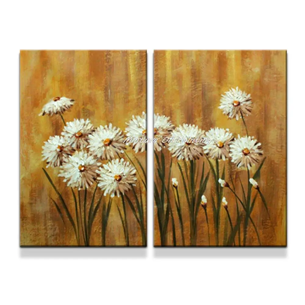 Mintura 2 Set Hand-Painted Orchids Oil Painting On Canvas,Handmade Modern Flowers Wall Pictures For Living Room,Home Decoration 