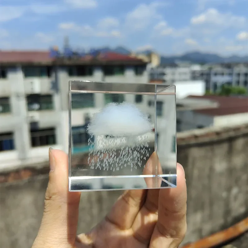 Crystal Transparent Glass Stone Carved Clouds Dandelion Rain Sun Love White Embryo Decoration. Best Choice for Gift Giving