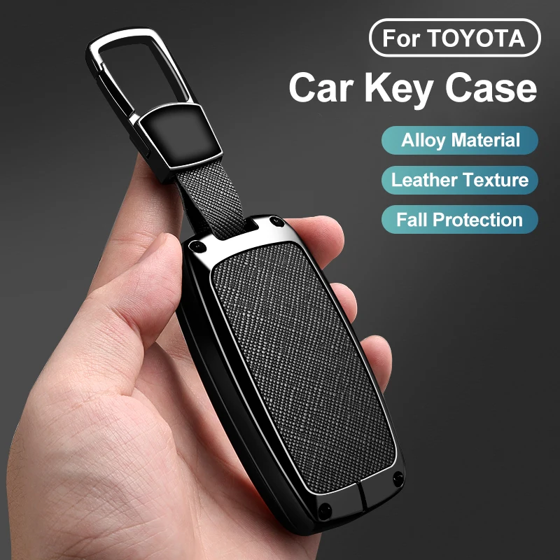 Funda Protectora de Aleación de Zinc y Cuero para Llave de Coche Toyota Yaris Ativ Raize Veloz Avanza Rush, Accesorios para Llavero de Auto