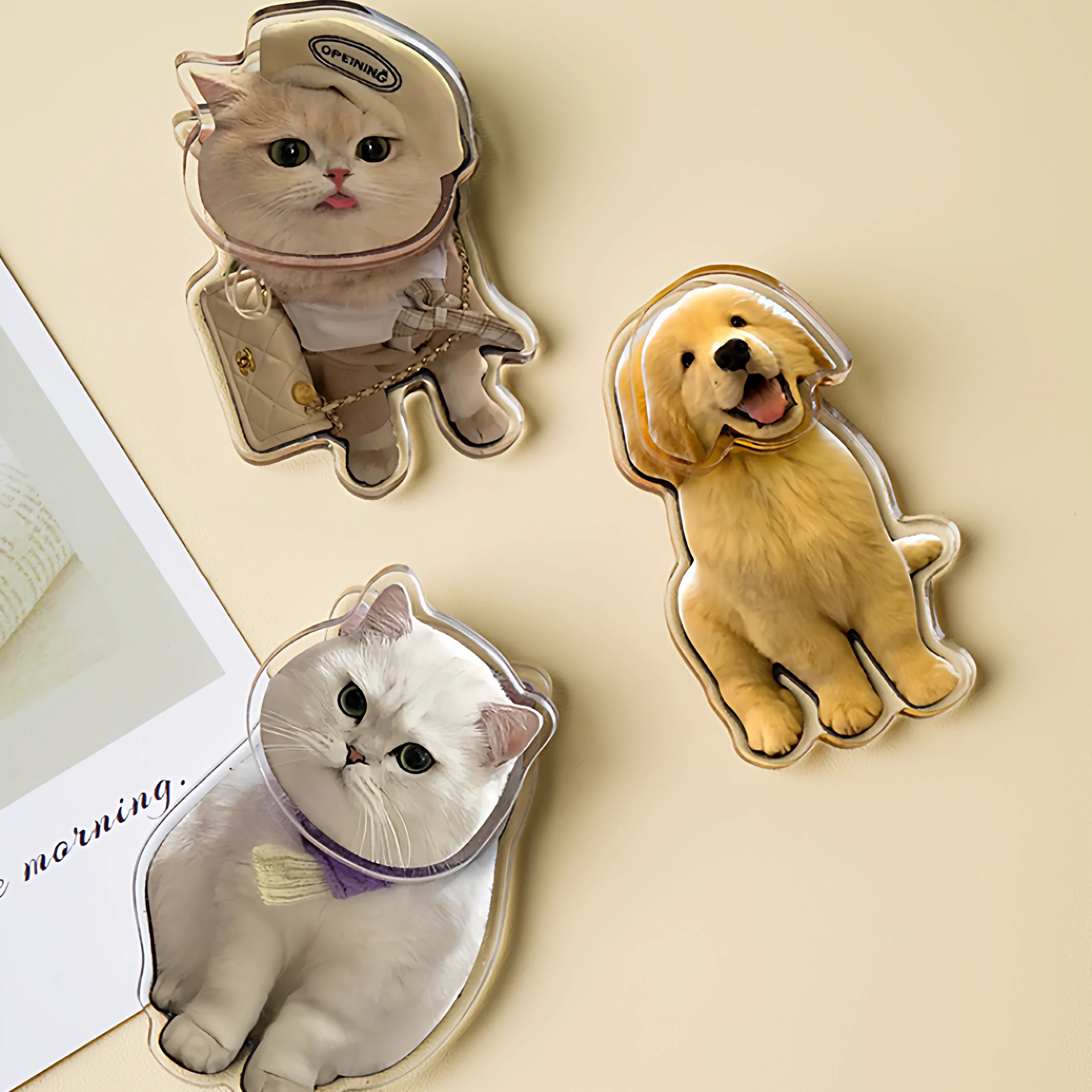 Picture 4: DIY pet head rotating fridge magnet, personalized custom acrylic photo, home decor with cat and dog patterns, a gift for friends