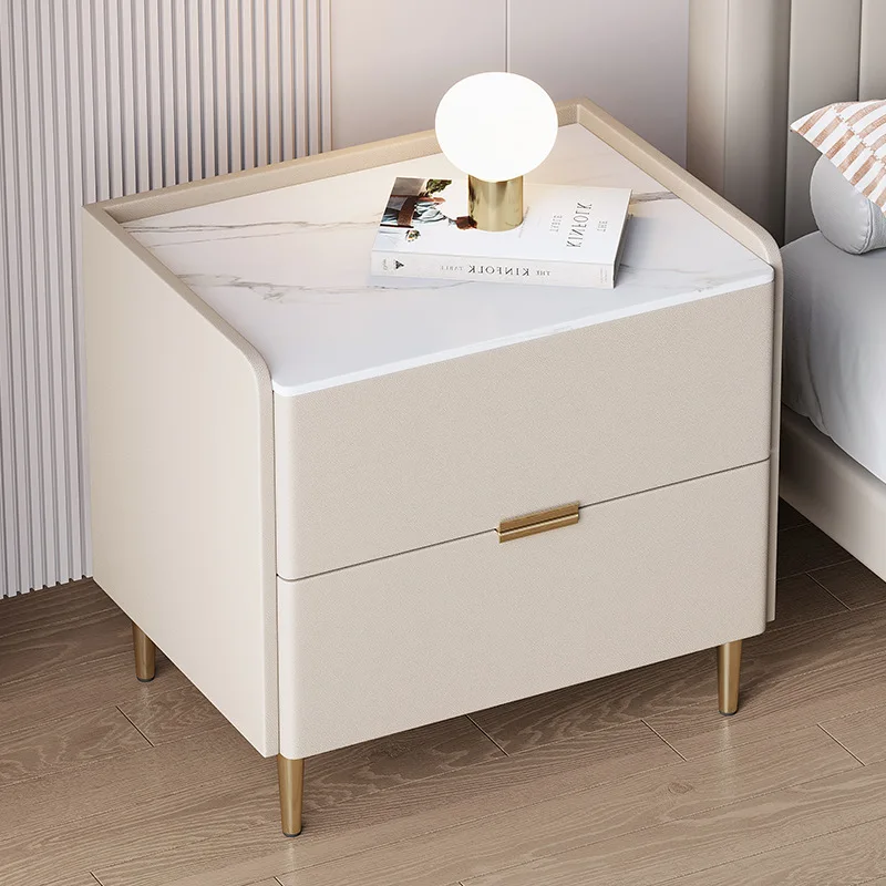 Bedroom Full Solid Wood Password Lock Bedside Storage Cabinet Living Room Bedside Table In Stock Household Light Luxury Storage