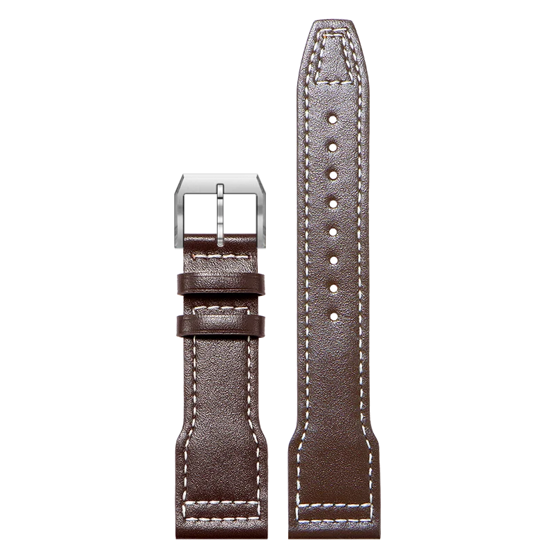 حزام ساعة من جلد البقر الأصلي للرجال متوافق مع بريتلينغ نافيتايمر 42 P-51 موستانج فايتر