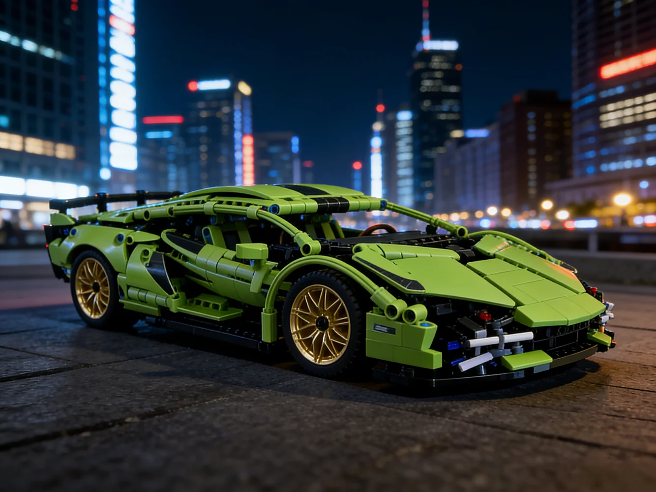 Coche deportivo de carreras técnico, modelo de bloques de construcción de ciudad, vehículo de velocidad mecánica, supercoche, rompecabezas de ladrillos, juguetes, regalo para niños y adultos, 1280 Uds.