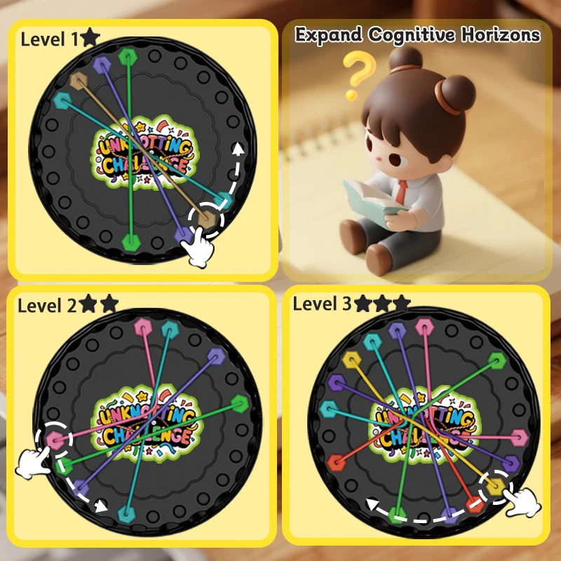 تحدي جديد لحل الحبل للأطفال: لعبة حل العقدة التفاعلية الممتعة للتدريب على التفكير المنطقي، لعبة الطاولة #2