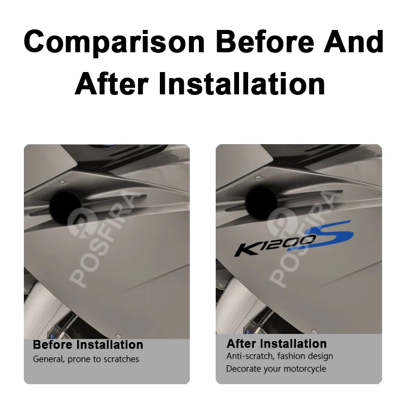 POSFIRA Motorcycle Stickers Waterproof Decals for BMW K1200S Accessories K1200 K 1200 S 2004 2005 2006 2007 2008 Motor Sticker