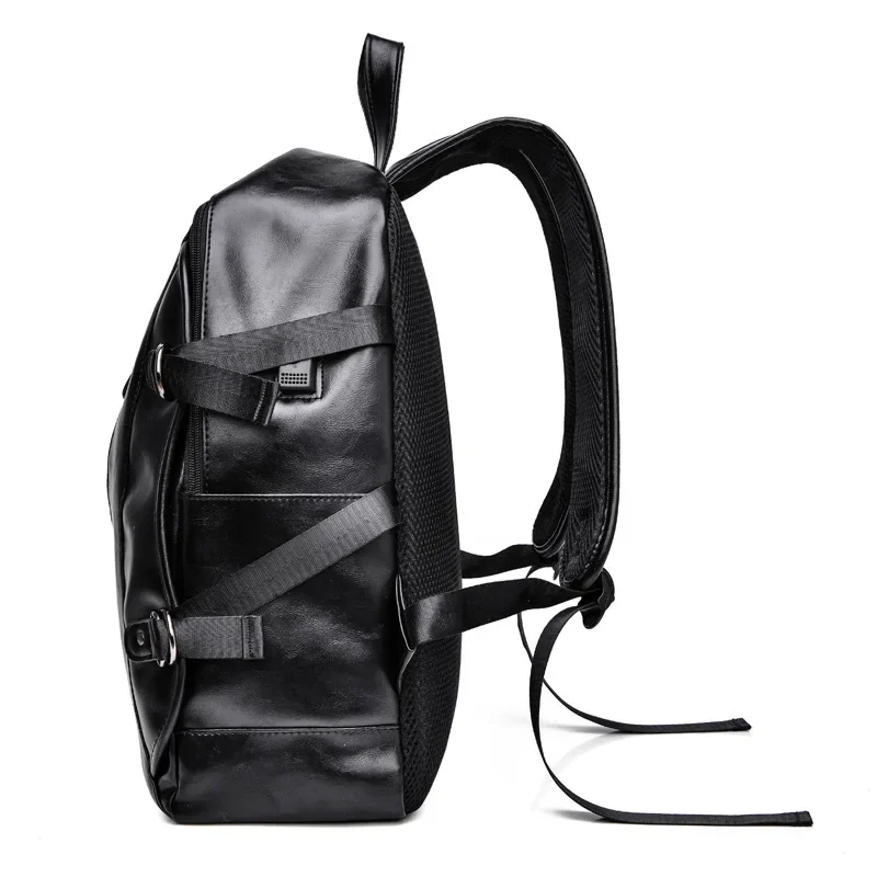 soft PU leather vintage casual backpack for men large capacity travel backpacks male laptop shoulder bag waterproof work mochila