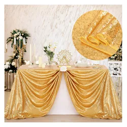 Nappe à paillettes dorées rectangle, couverture de table, superposition pour mariage, gâteau d'anniversaire de bébé, décoration de table de banquet de vacances, 108x50 po