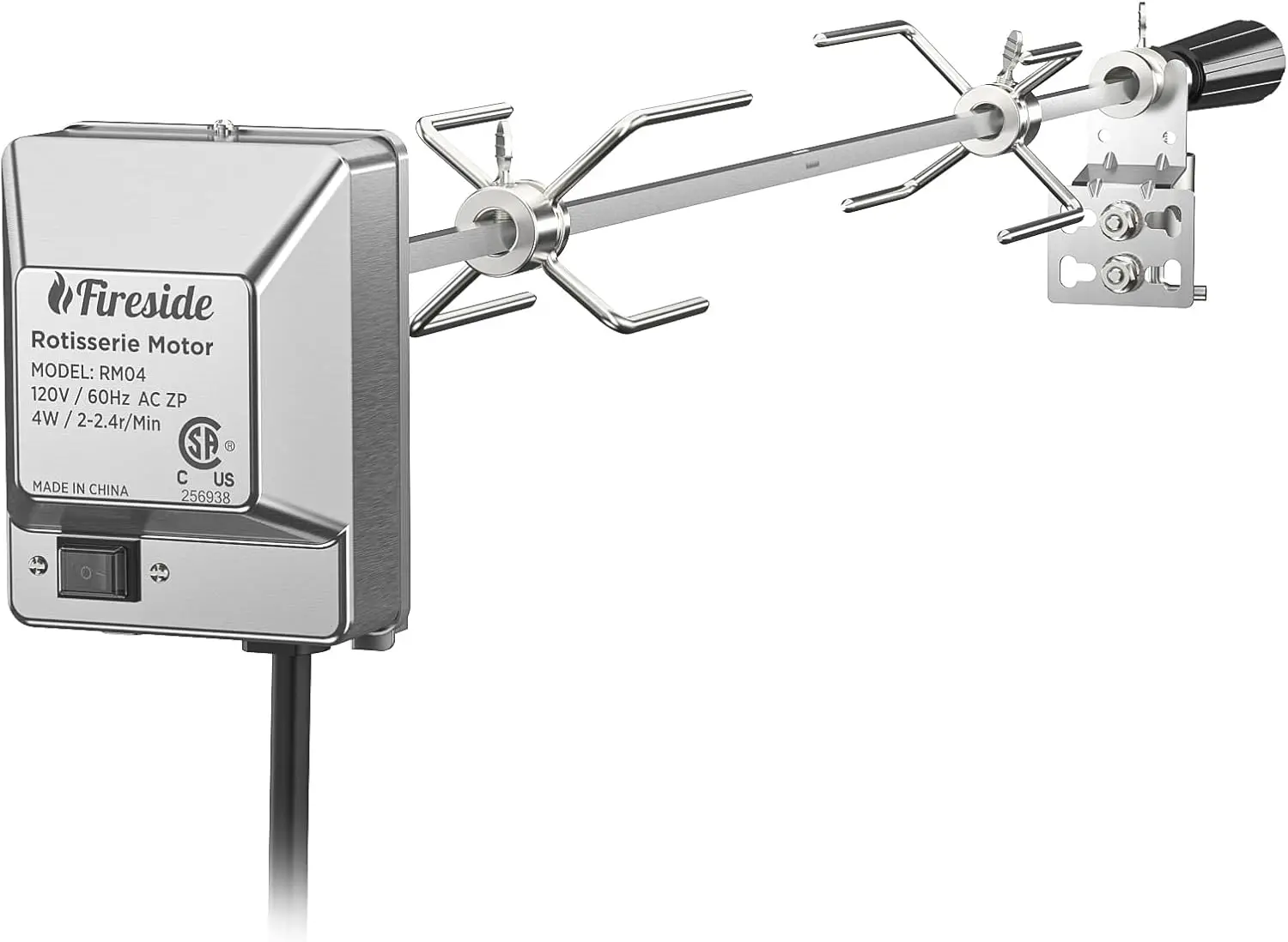 

Stainless Steel Rotisserie Kit for Gas Grills up to 39'' - Includes Electric Motor, Spit Rod, Meat Forks