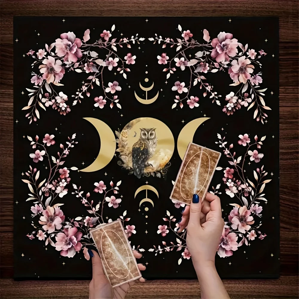 

VIKAMA Mystery Tablecloth Crescent Owl Totem Bohemian Style Altar Meditation Corner Energy Living Room Decoration