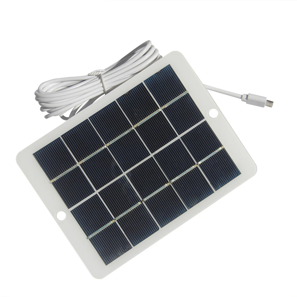 Carregador solar 5w 5v para monitoramento de segurança da câmera 3.7v-5v bateria luz painel solar carregador ao ar livre android/tipo-c/dc saída