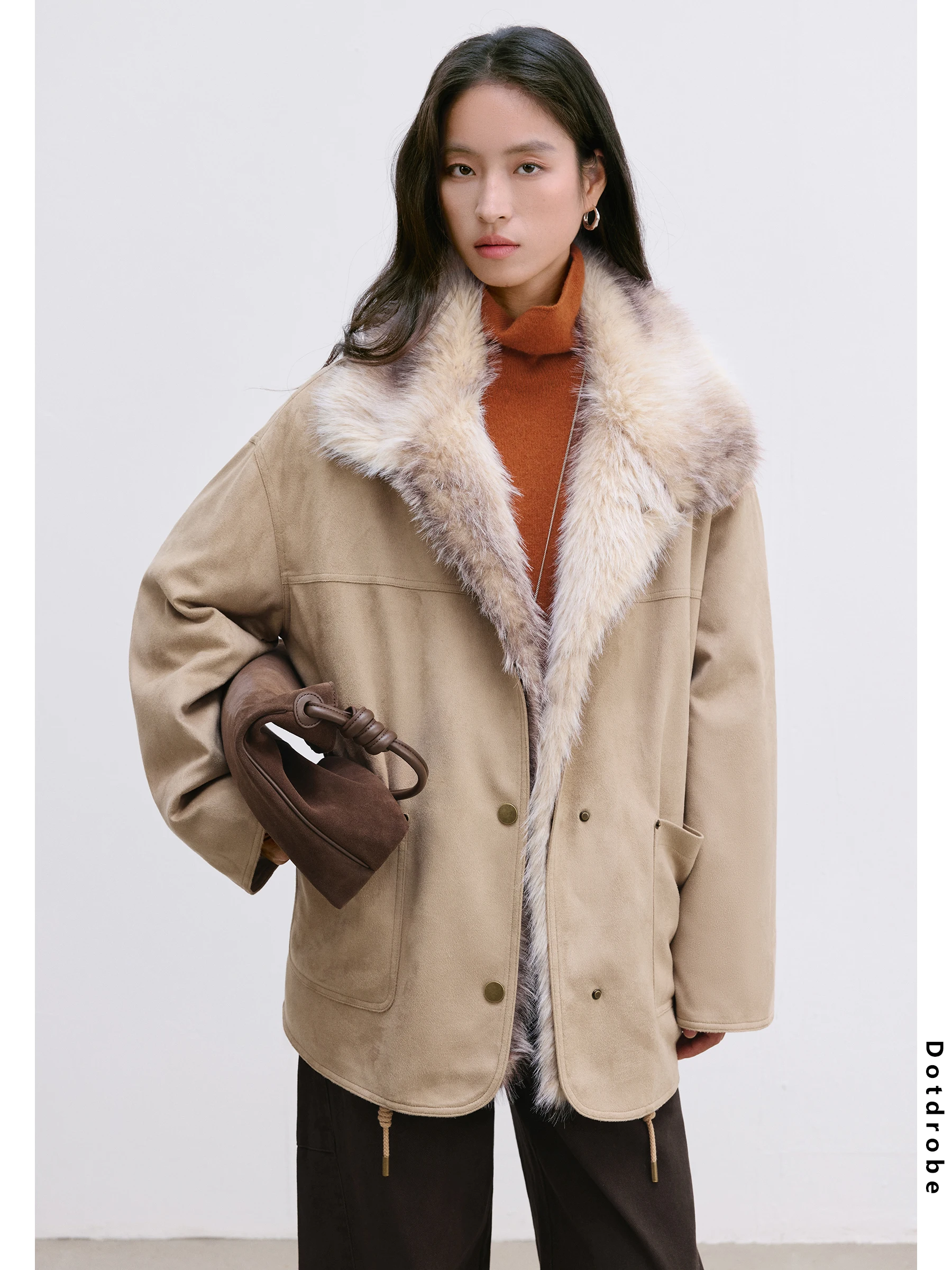 

Женская парка DotDrobe с отстегивающимся меховым воротником, 90% белый пух, повседневная, свободного кроя, теплая и толстая, для осени и зимы